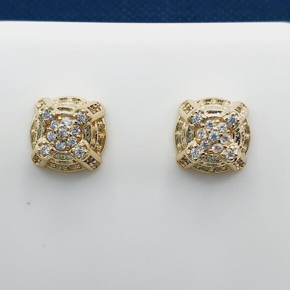 "14K Gold Plated Cubic Zircon Earrings, EVBRS455 - Picture 1 of 9